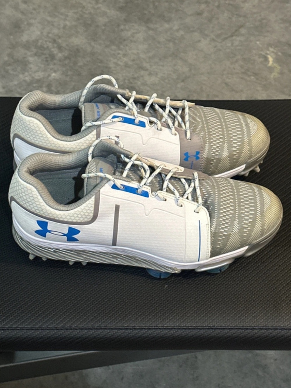 Under Armour White Gray & Blue Men's Golf Shoes
